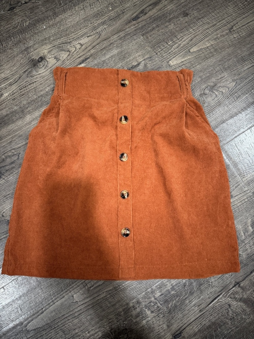 SHEIN Rust Orange Button-Front Mini Skirt